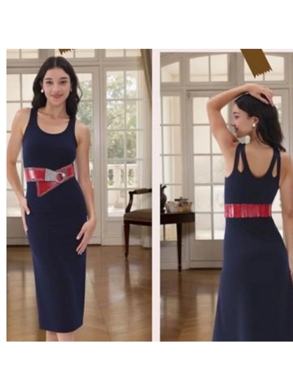 Fashion Wide Waist Belt Elastic Stretch Cinch Belts With Interlock Buckle Red OS
